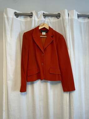 Women’s Harvé Benard Burnt Orange Wool & Recycled Cashmere Blend Button-Up Blaze